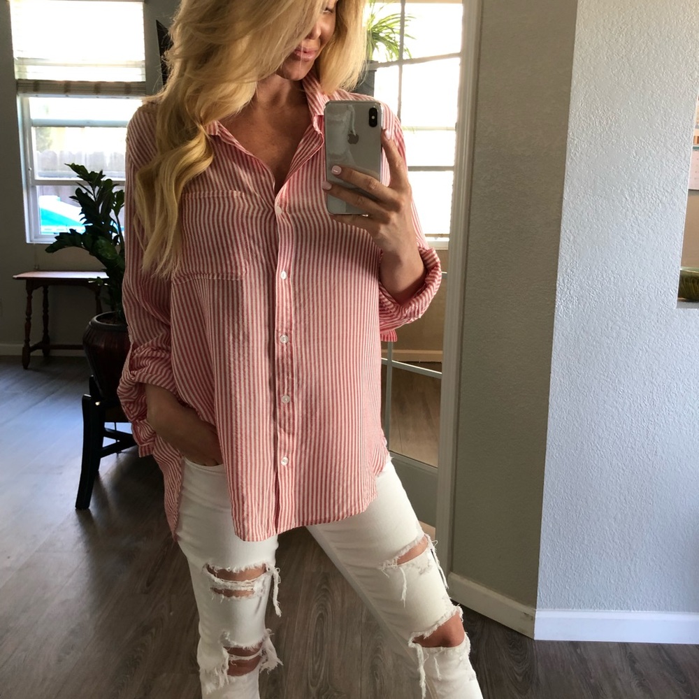 🚫 SOLD OUT | Vintage Red Stripe Button-down - Picture 6 of 7